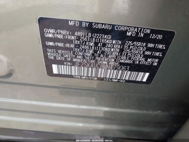 JF2SKAUC8MH479063 Subaru Forester Limited