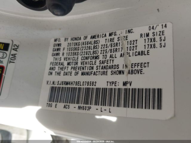 5J6RM4H79EL079592 Honda Cr-v Ex-l