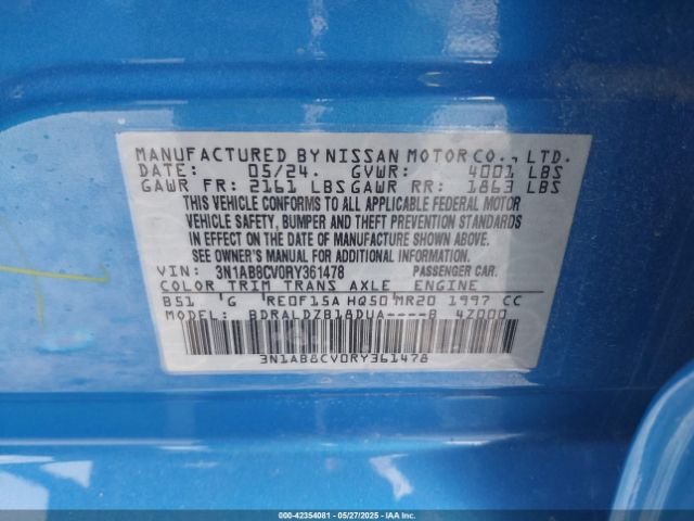 3N1AB8CV0RY361478 Nissan Sentra