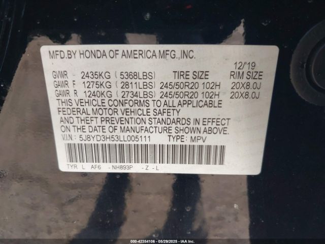 2020 ACURA MDX 5J8YD3H53LL005111 Photo 8