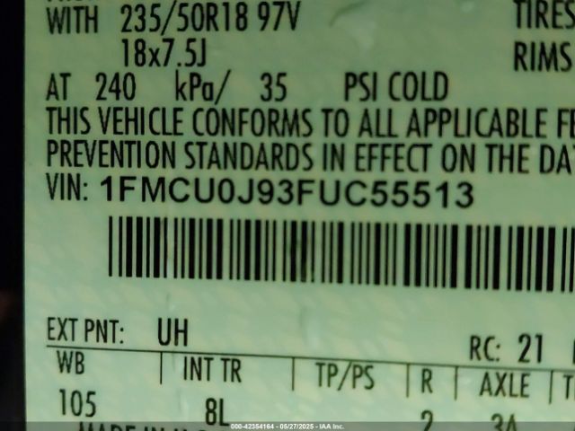 1FMCU0J93FUC55513 Ford Escape Titanium