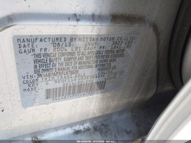 3N1AB7APXFL675520 Nissan SENTRA SV