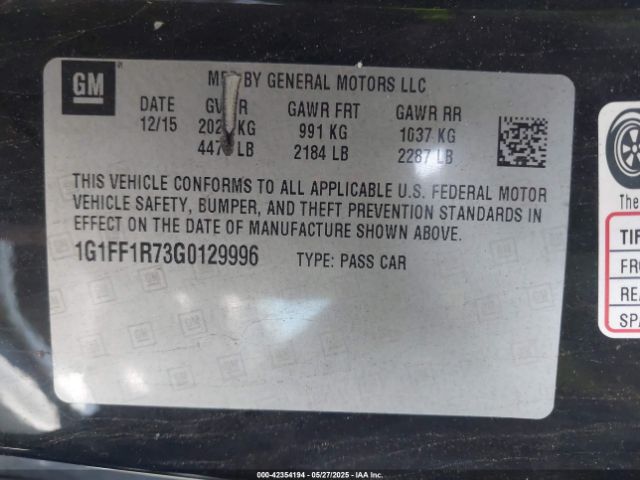 2016 CHEVROLET CAMARO 1G1FF1R73G0129996 Photo 8