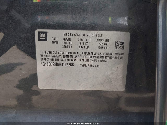 1G1JD5SH6H4125266 Chevrolet Sonic Lt Auto