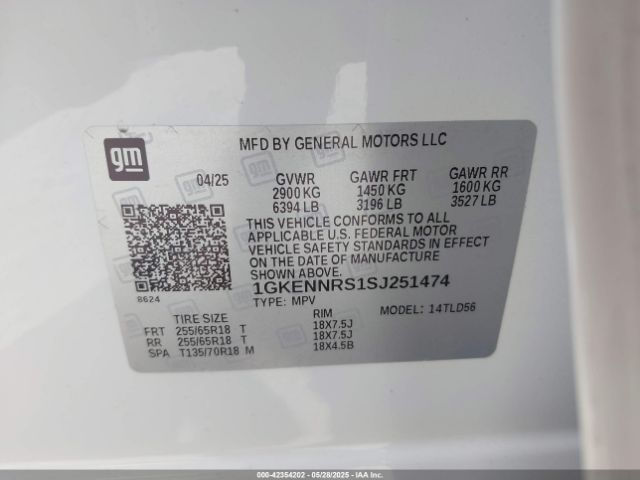 1GKENNRS1SJ251474 GMC Acadia Awd Elevation