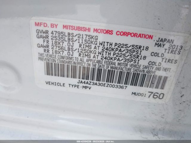 2014 MITSUBISHI OUTLANDER JA4AZ3A30EZ003367 Photo 8