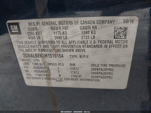2GNALBEK3H1519164 Chevrolet EQUINOX LS