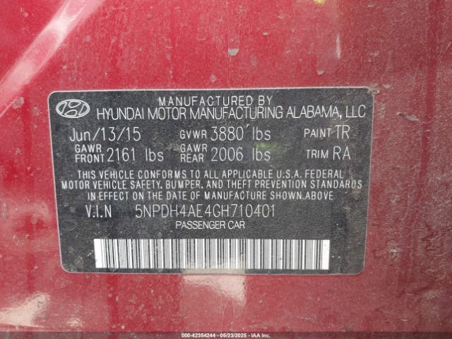 5NPDH4AE4GH710401 Hyundai ELANTRA SE