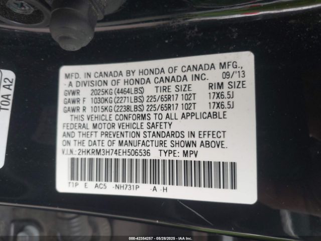 2HKRM3H74EH506536 Honda CR-V EXL