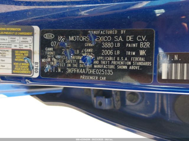 3KPFK4A70HE025135 KIA FORTE LX