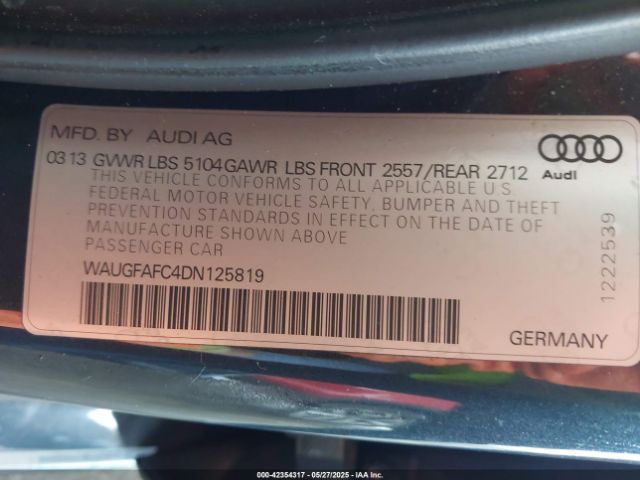 2013 AUDI A6 WAUGFAFC4DN125819 Photo 8
