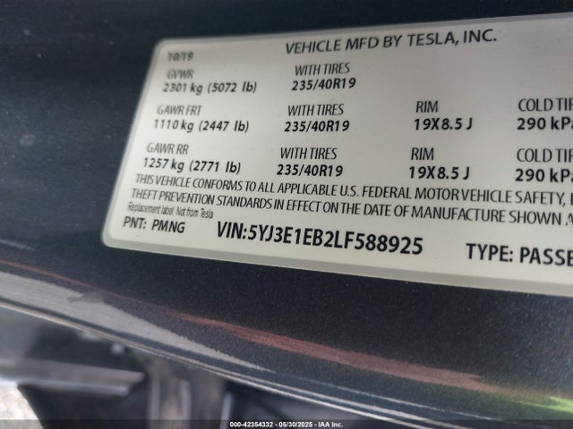 2020 TESLA MODEL 3 5YJ3E1EB2LF588925 Photo 8