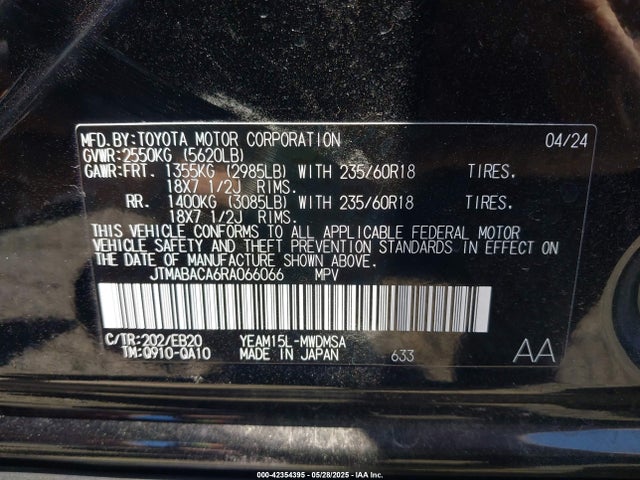 Toyota 1ym motor 2024 JTMABACA6RA066066 Image 9
