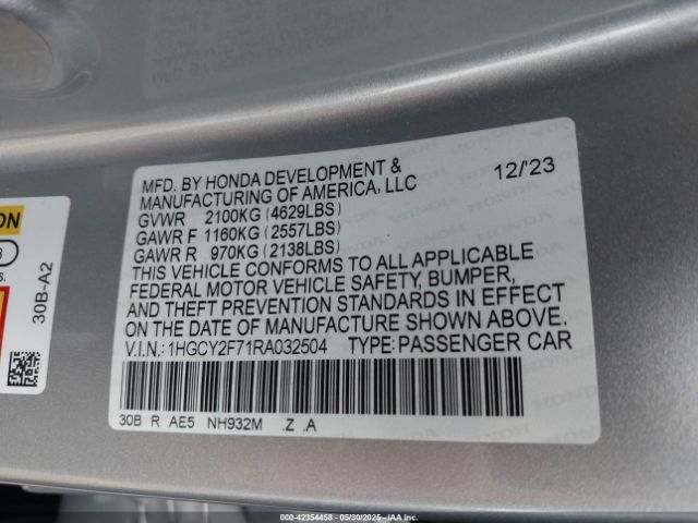 2024 HONDA ACCORD 1HGCY2F71RA032504 Photo 8