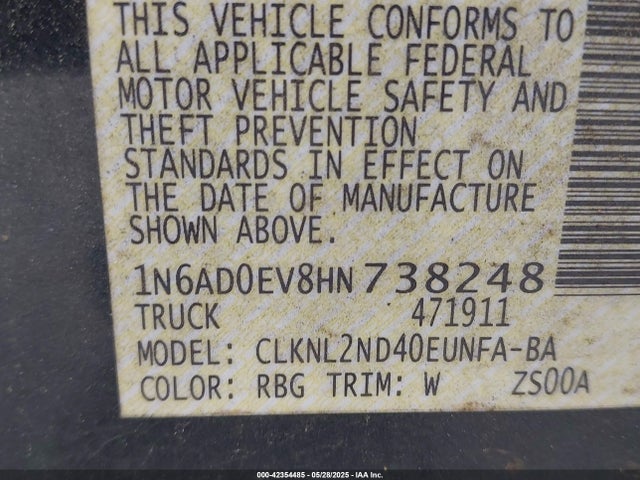 1N6AD0EV8HN738248 Nissan Frontier Sv