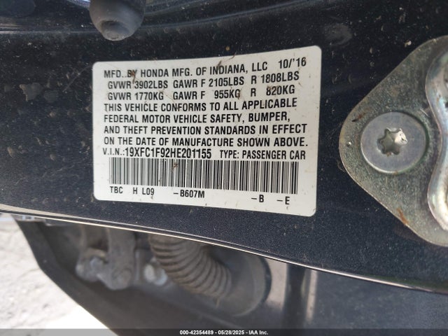 Honda l15b7 2017 19XFC1F92HE201155 Image 9