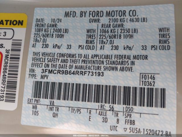 2024 FORD BRONCO SPORT 3FMCR9B64RRF73193 Photo 8