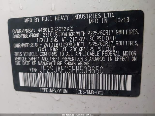 JF2SJAEC6EH509650 Subaru Forester 2.5i Premium