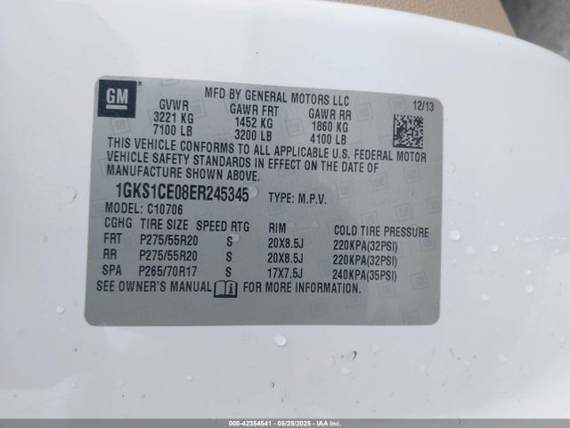 1GKS1CE08ER245345 GMC lmg - flex fuel (gas/alc), cylinder deactivation iron