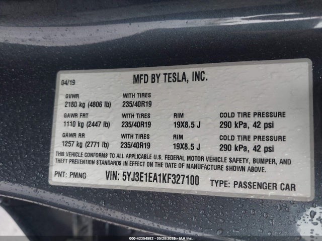 2019 TESLA MODEL 3 5YJ3E1EA1KF327100 Photo 8