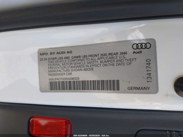 WAUFACF50RA098320 Audi A5 Sportback Premium Plus 45 Tfsi Quattro S Tronic