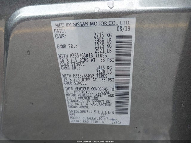 Infiniti 2020 2020 5N1DL0MN3LC511165 Image 9