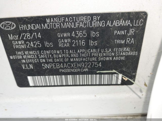 5NPEB4ACXEH922754 Hyundai gamma