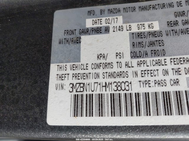 3MZBN1U71HM138031 Mazda Mazda3 Sport