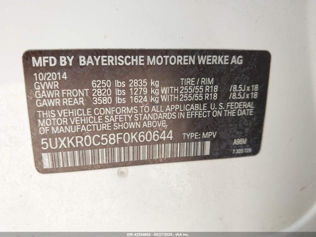 5UXKR0C58F0K60644 BMW X5 Xdrive35i