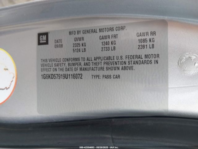2009 CADILLAC DTS 1G6KD57919U116072 Photo 8