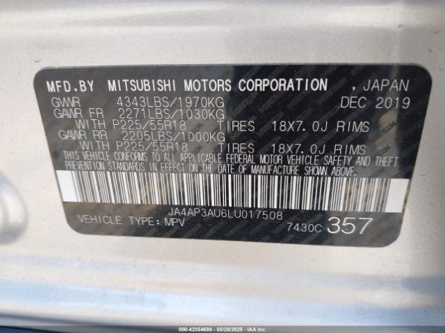 2020 MITSUBISHI OUTLANDER SPORT JA4AP3AU6LU017508 Photo 8