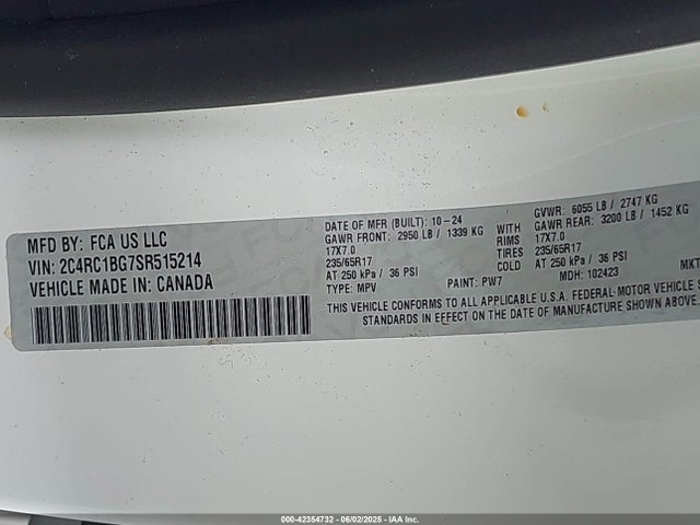 2C4RC1BG7SR515214 Chrysler Pacifica Select