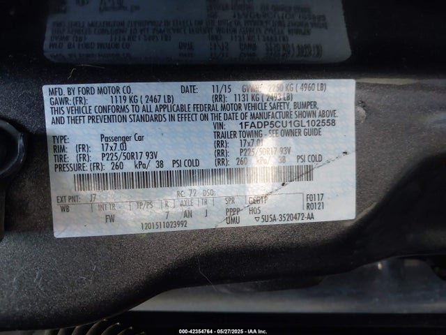 1FADP5CU1GL102558 Ford C-max Energi Sel