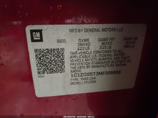 2021 CHEVROLET MALIBU 1G1ZG5ST3MF009908 Photo 8