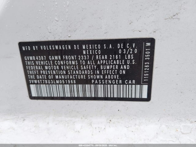 3VW6T7BU3LM051968 Volkswagen 2.0 tsi