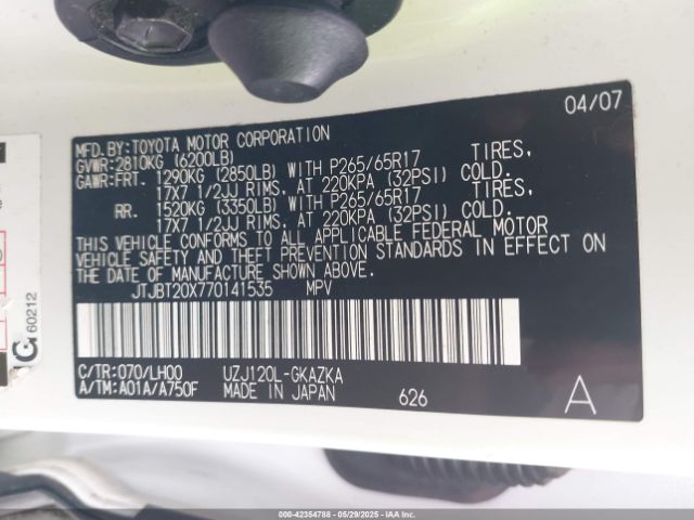 2007 LEXUS GX 470 JTJBT20X770141535 Photo 8