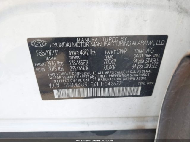 5NMZU3LB6HH042677 Hyundai Santa Fe Sport 2.4l
