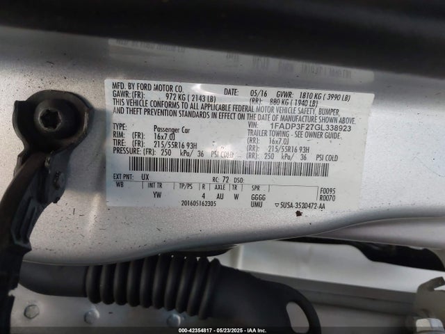 Ford FOCUS SE 2016 1FADP3F27GL338923 Image 9