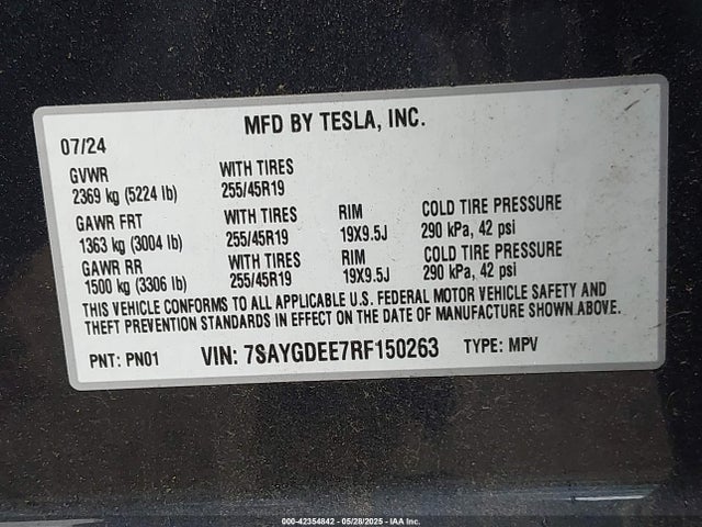 Tesla 2024 2024 7SAYGDEE7RF150263 Image 9