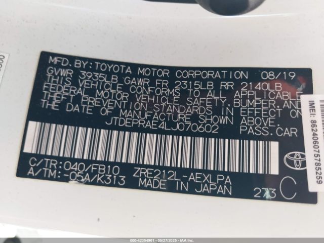 JTDEPRAE4LJ070602 Toyota COROLLA LE