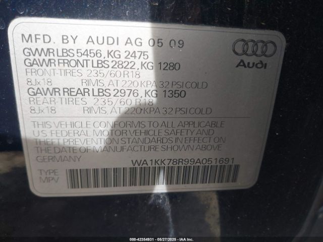2009 AUDI Q5 WA1KK78R99A051691 Photo 8