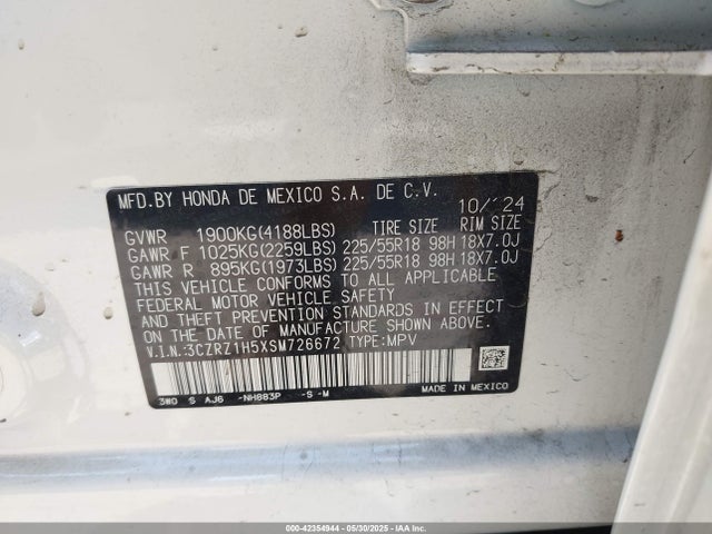 3CZRZ1H5XSM726672 Honda k20z5