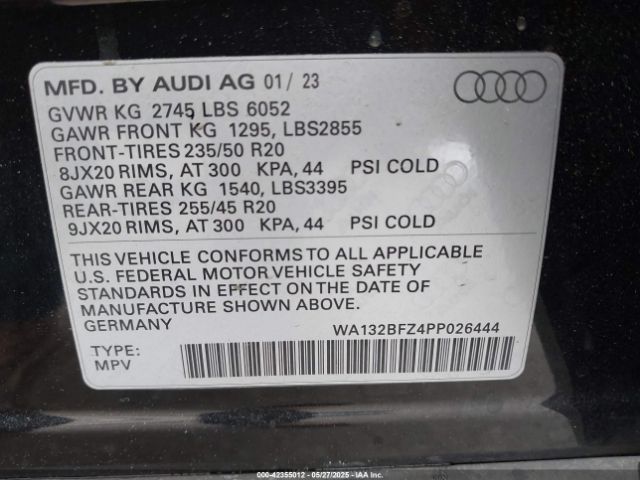 2023 AUDI Q4 SPORTBACK E-TRON WA132BFZ4PP026444 Photo 8