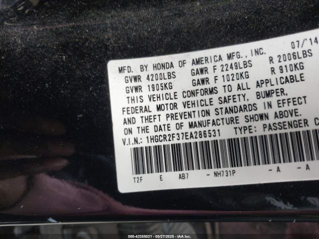 1HGCR2F37EA286531 Honda ACCORD LX
