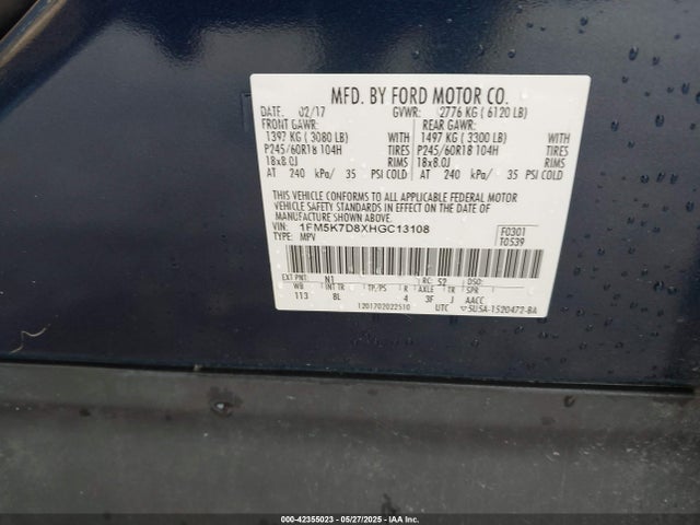 1FM5K7D8XHGC13108 Ford EXPLORER XLT