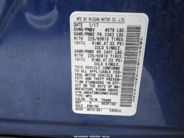 2017 NISSAN ROGUE JN8AT2MV2HW016095 Photo 8