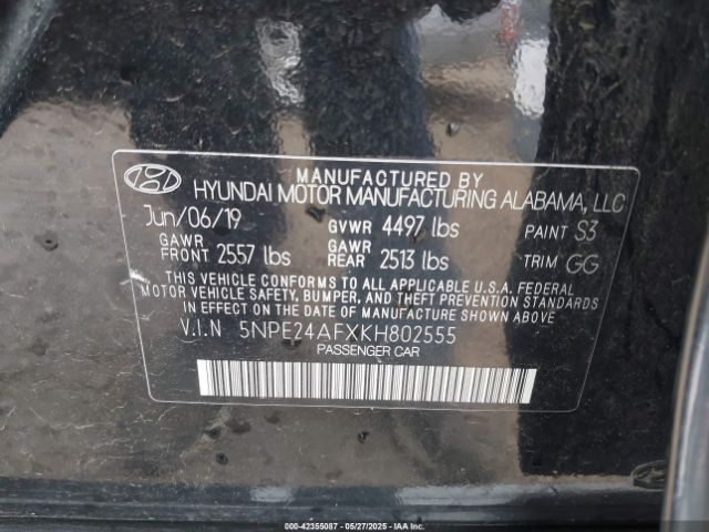 5NPE24AFXKH802555 Hyundai gdi theta-ii