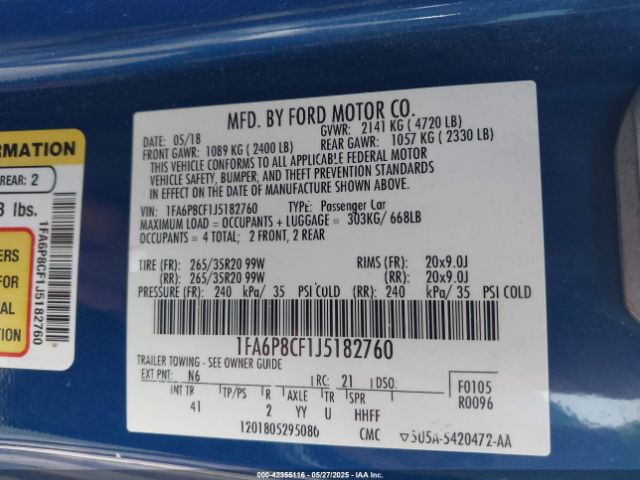 2018 FORD MUSTANG 1FA6P8CF1J5182760 Photo 8