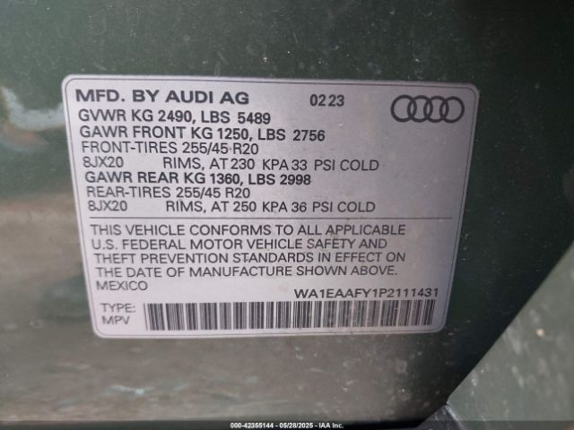 WA1EAAFY1P2111431 Audi 45 tfsi
