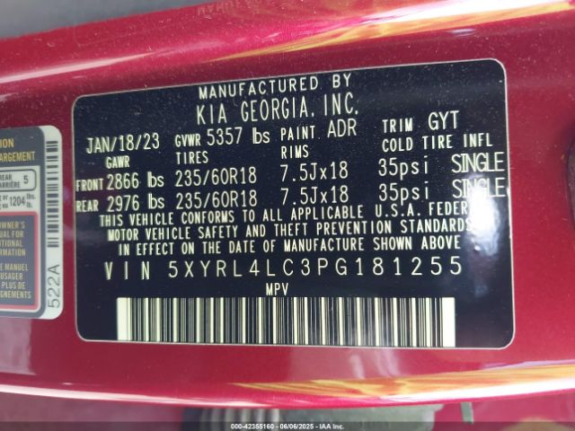 2023 KIA SORENTO 5XYRL4LC3PG181255 Photo 8